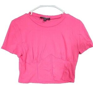 See You Monday Women Pink Short Sleeve Top Jr. Large